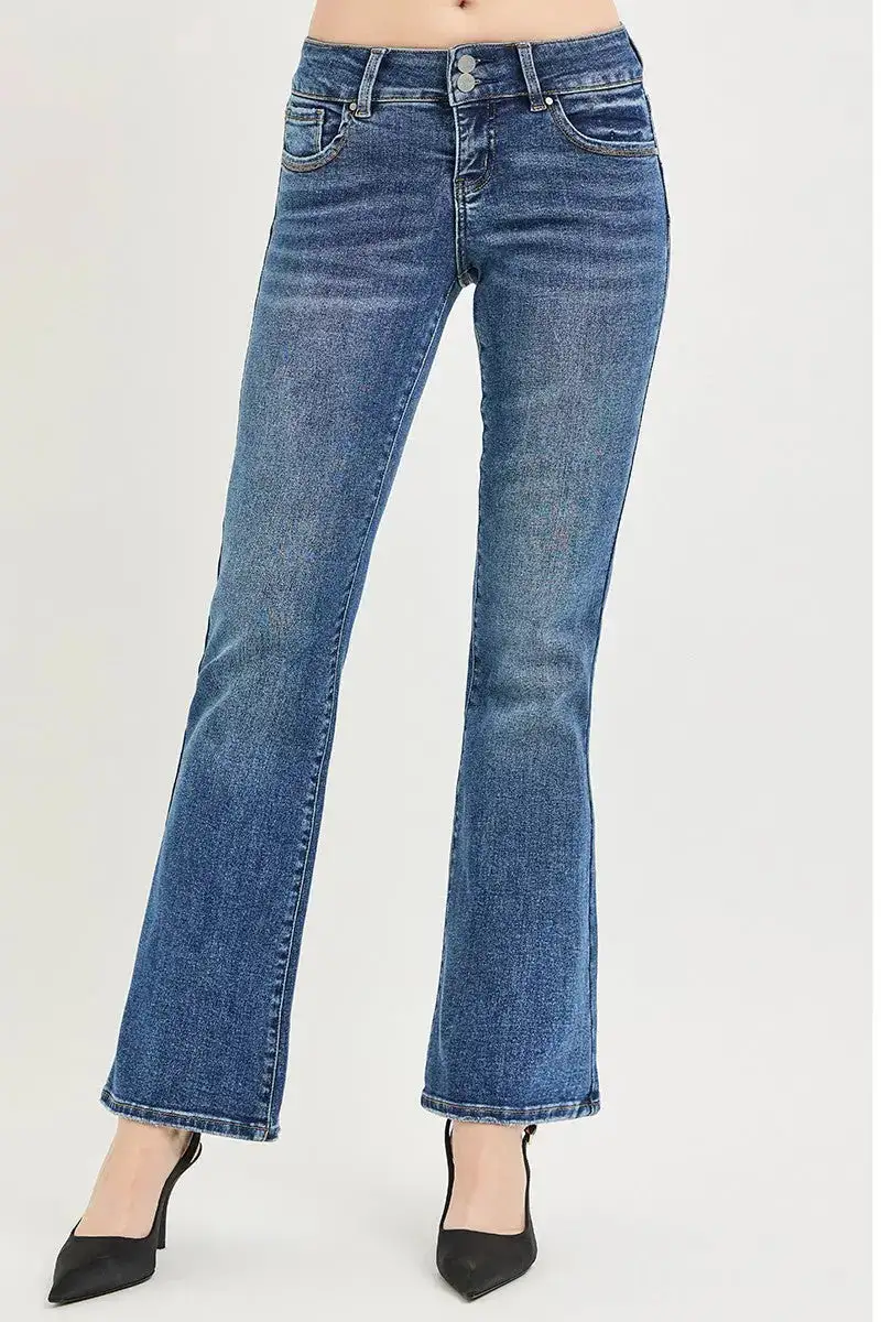 Tummy Control Low Rise Bootcut Pocketed Denim Jeans