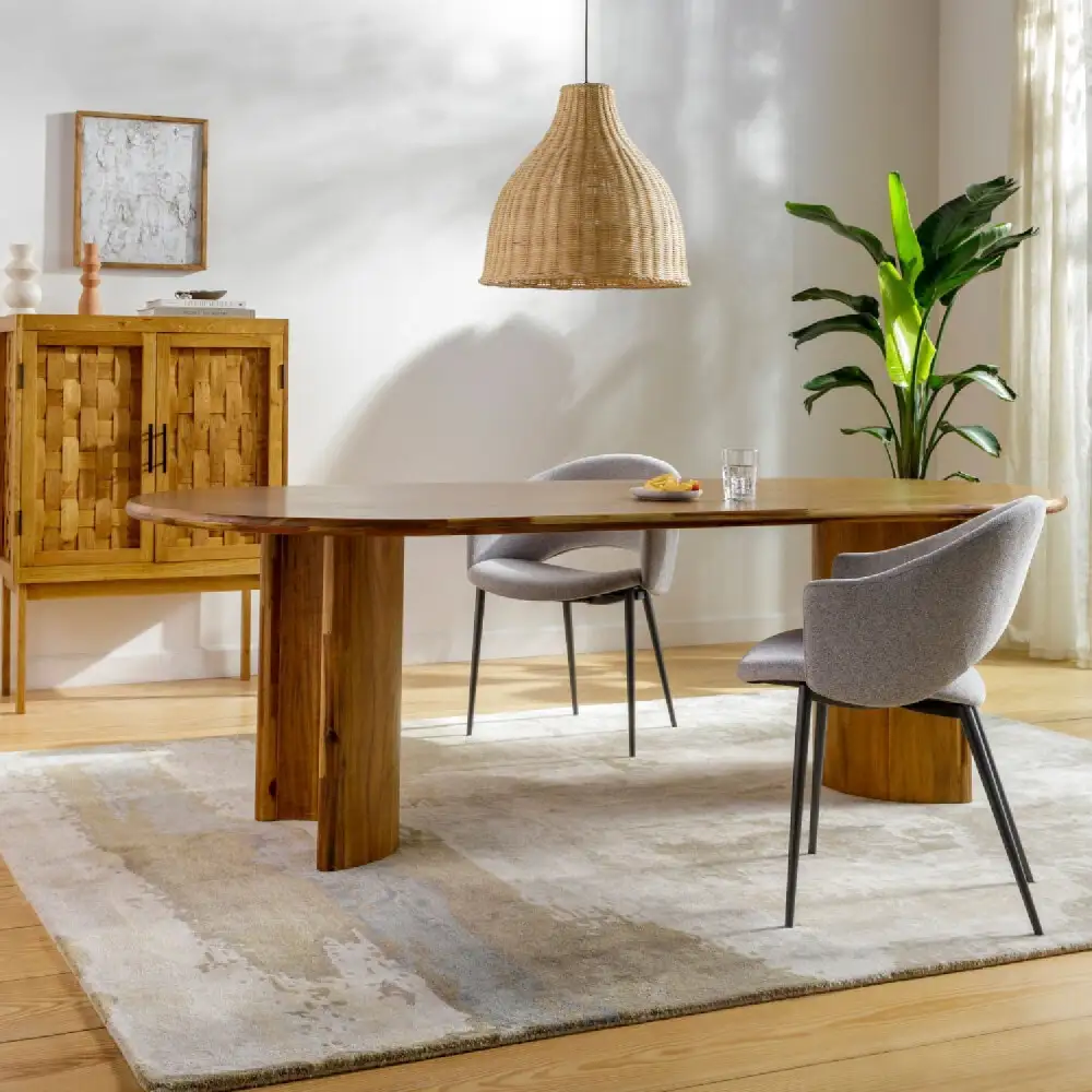 Geometric Viscose Wool Blend Carpet