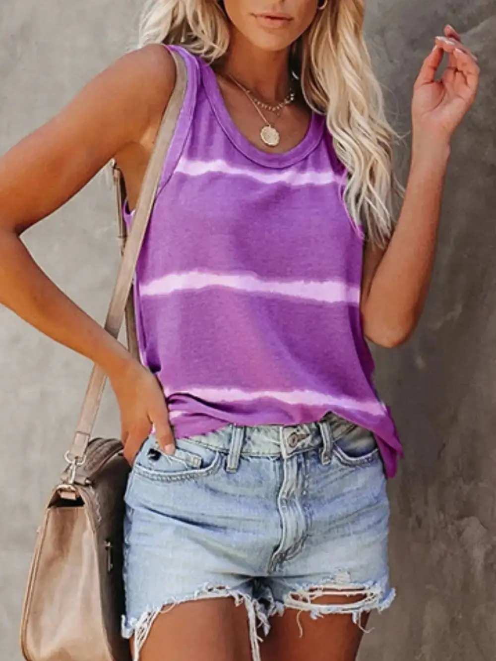 Striped Round Neck Tank Top