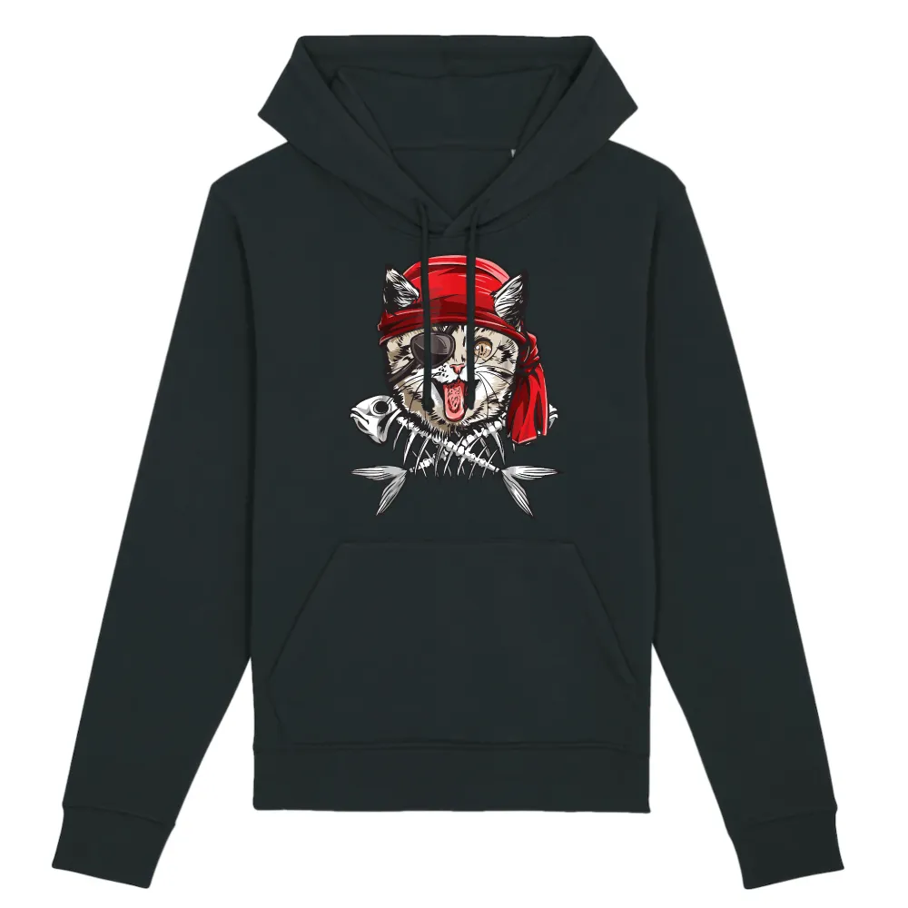 Pirate Cat Graphic Pullover Hoodie