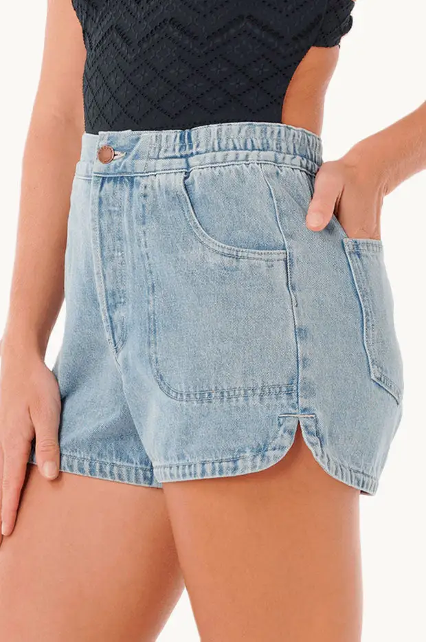 Button Front Denim Shorts