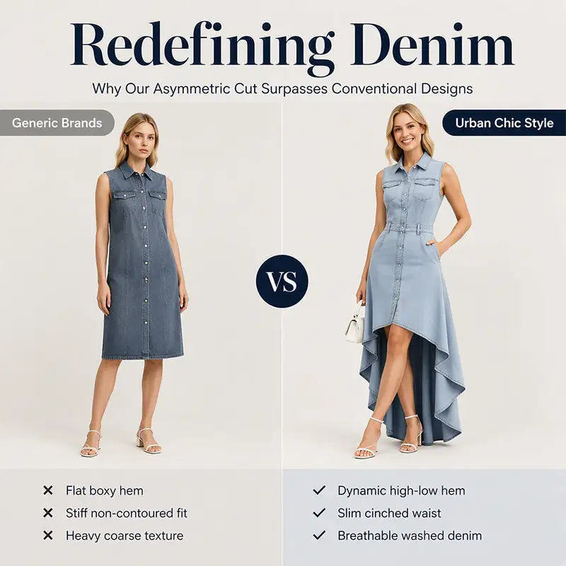 ⏰Last Day Sale 50% Off💃Women's Sleeveless Denim Dress with Asymmetrical Hem