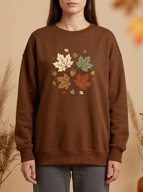 Classic Profile Maple-Leaf Printed Acorn Graphic Sweatshirt