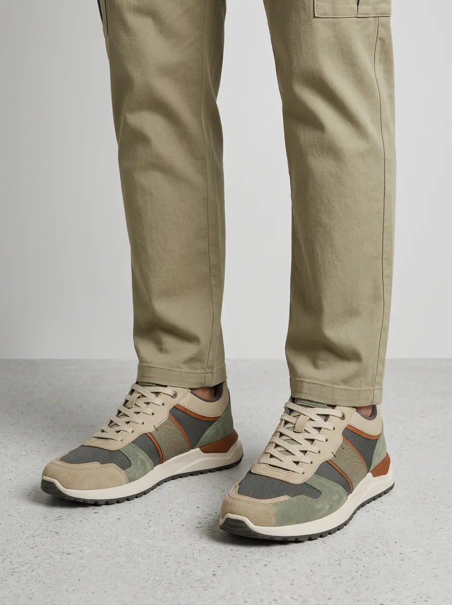 Men's Contemporary Outdoor Hiking Topographic Map Print Sneakers