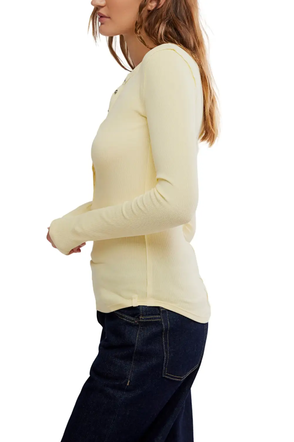 Henley Fitted Soft Stretch Long Sleeve Top
