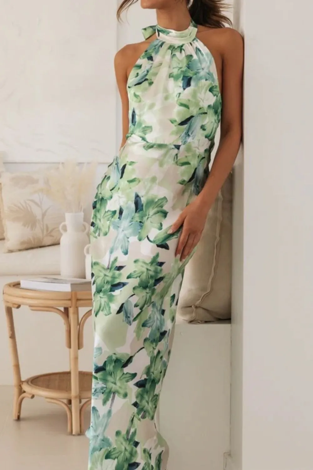 Classic Halter Floral Maxi Dress