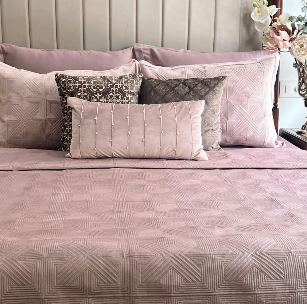 Onion Pink Velvet Bedspread