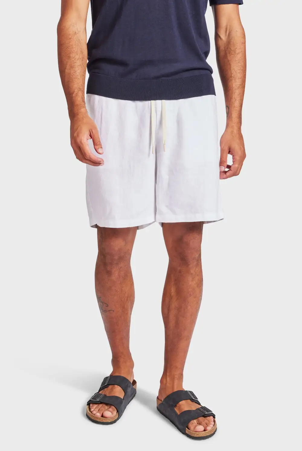 Relaxed Tapered Linen Blend Casual Lounge Shorts