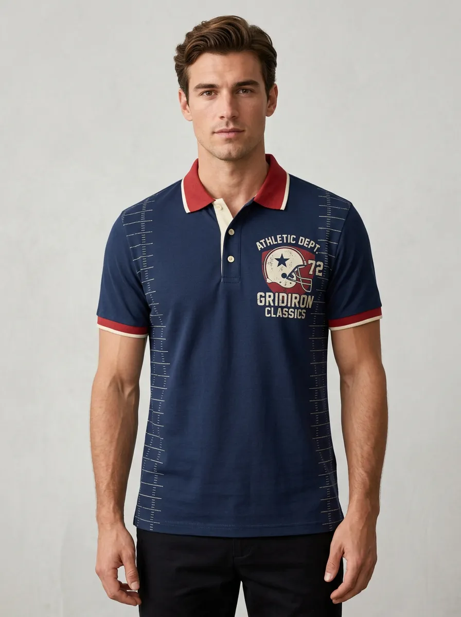 Men's Stadium Gridiron Helmet Polo Shirt
