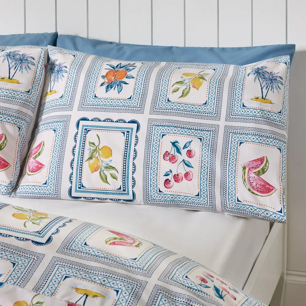 Reversible Tile Cotton Duvet Cover Set