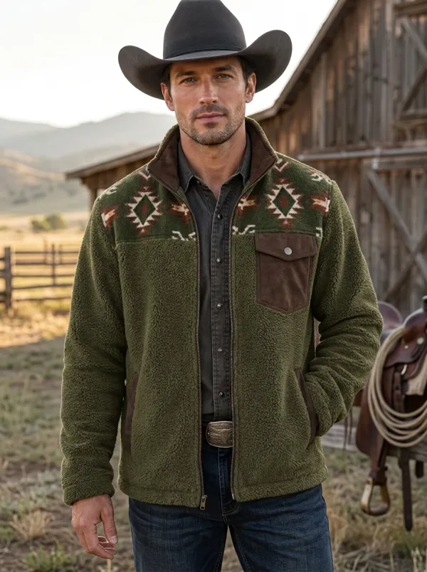 Prairie Ridge Aztec Western Classic Men's Western Fleece Jacket