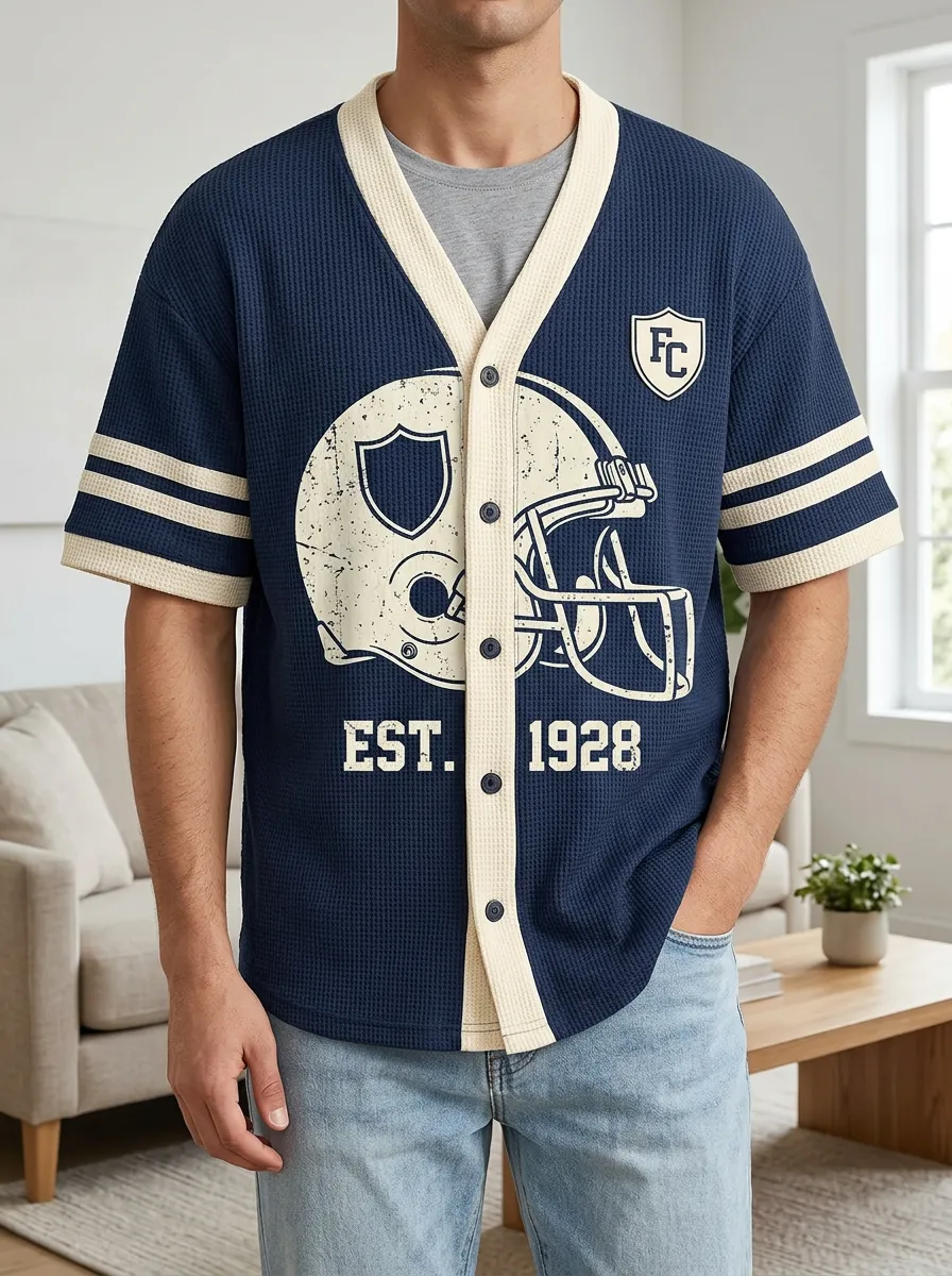 Men's Football Fan Helmet EST 1928 Printed Waffle Knit Jersey