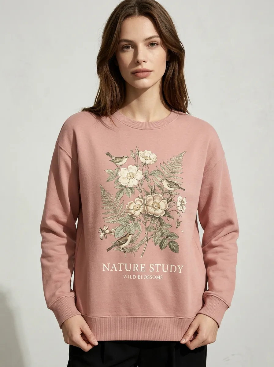 Nature Lover Bird And Wildflower Sweatshirt