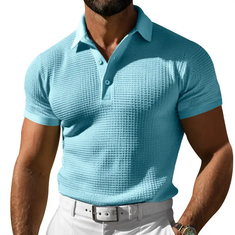Waffle Texture Pique Fitted Polo Shirt
