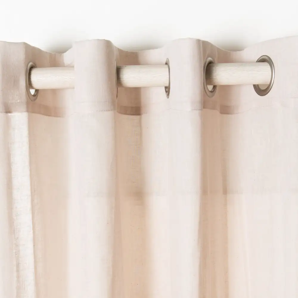 Sheer Linen-Blend Eyelet Contemporary Curtain Panel