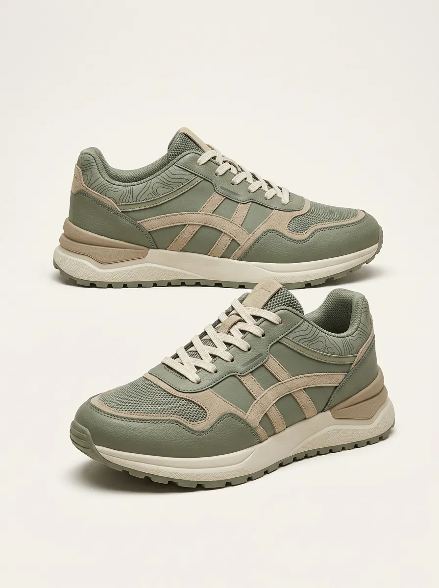 Unisex Casual Outdoor Hiking Topographic Pattern Print Sneakers