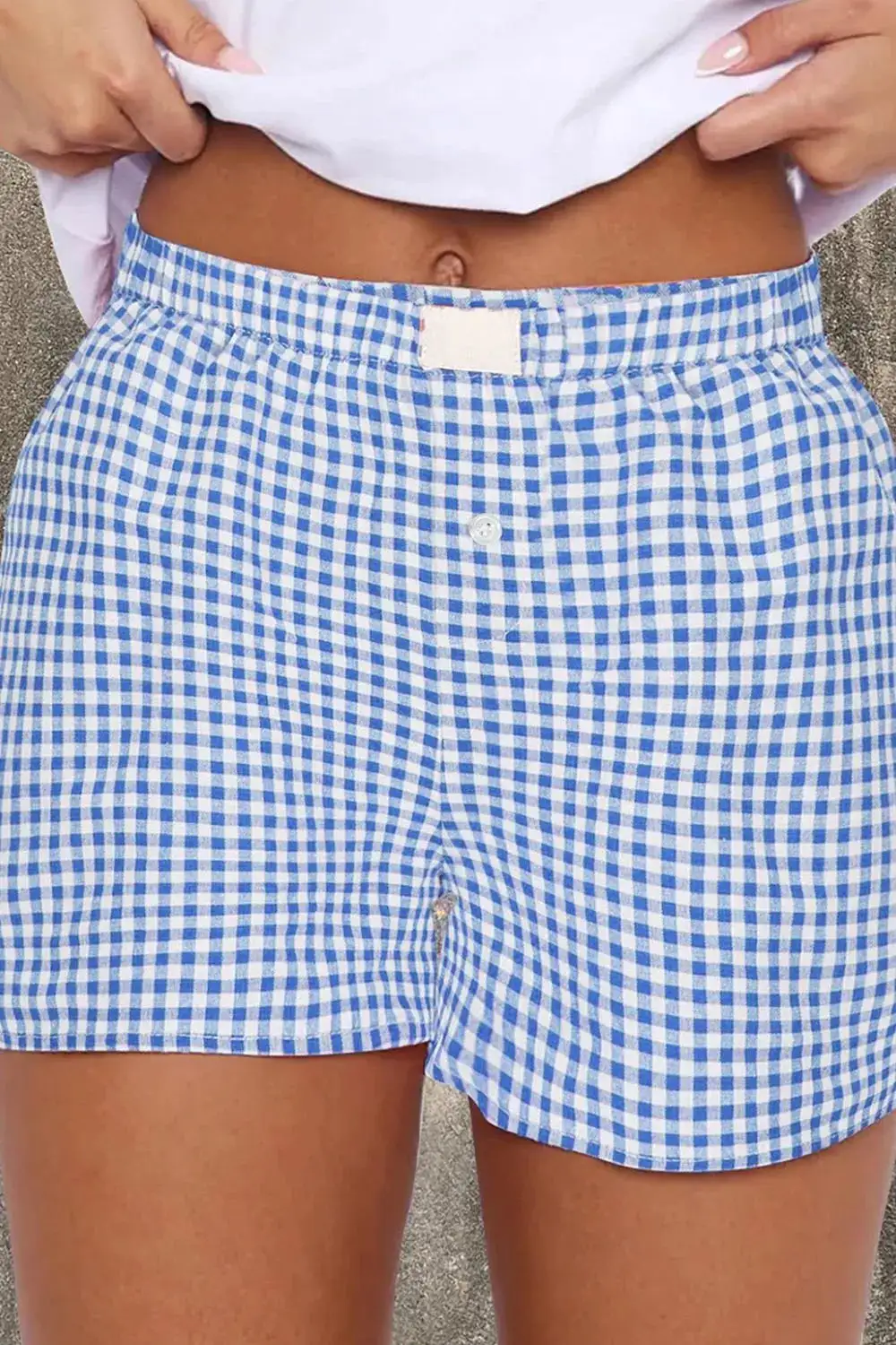Plaid Gingham High-Waist Shorts