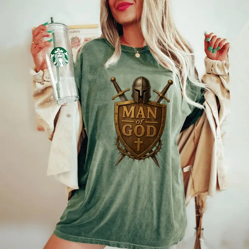 Faithful Warrior Man Of God Christian Knight Armor Dad Women's Oversized Comfort T-Shirt