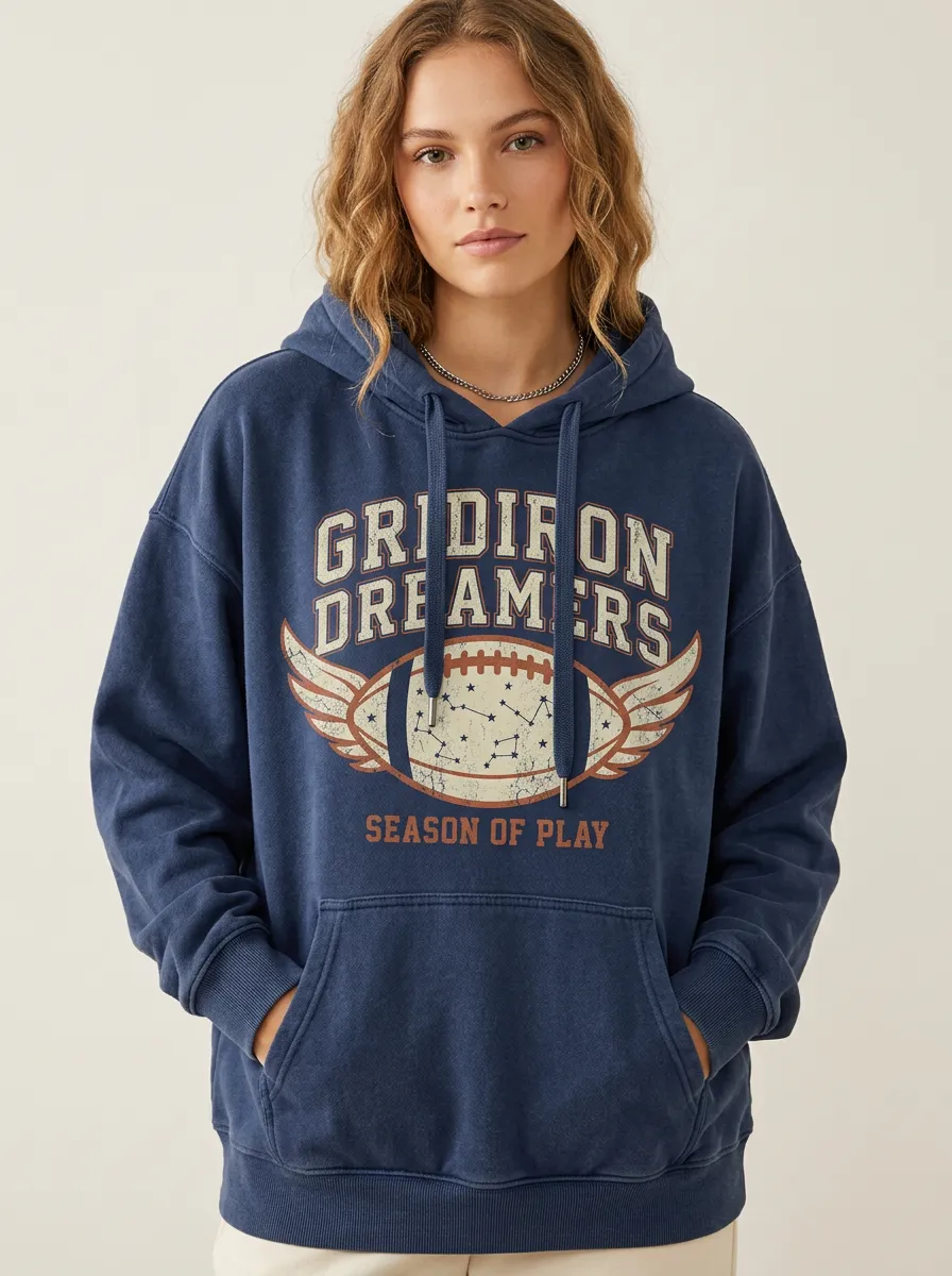 Women's Football Gridiron Dreamers Winged Ball Printed Hoodie