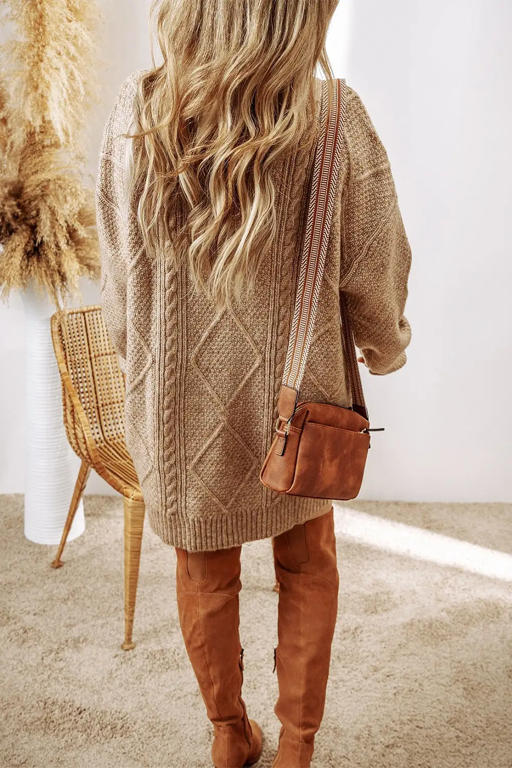 Sweater Round-Neck Knit Casual Dress