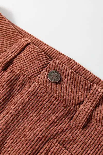 High Waist Square Pocket Corduroy Pants