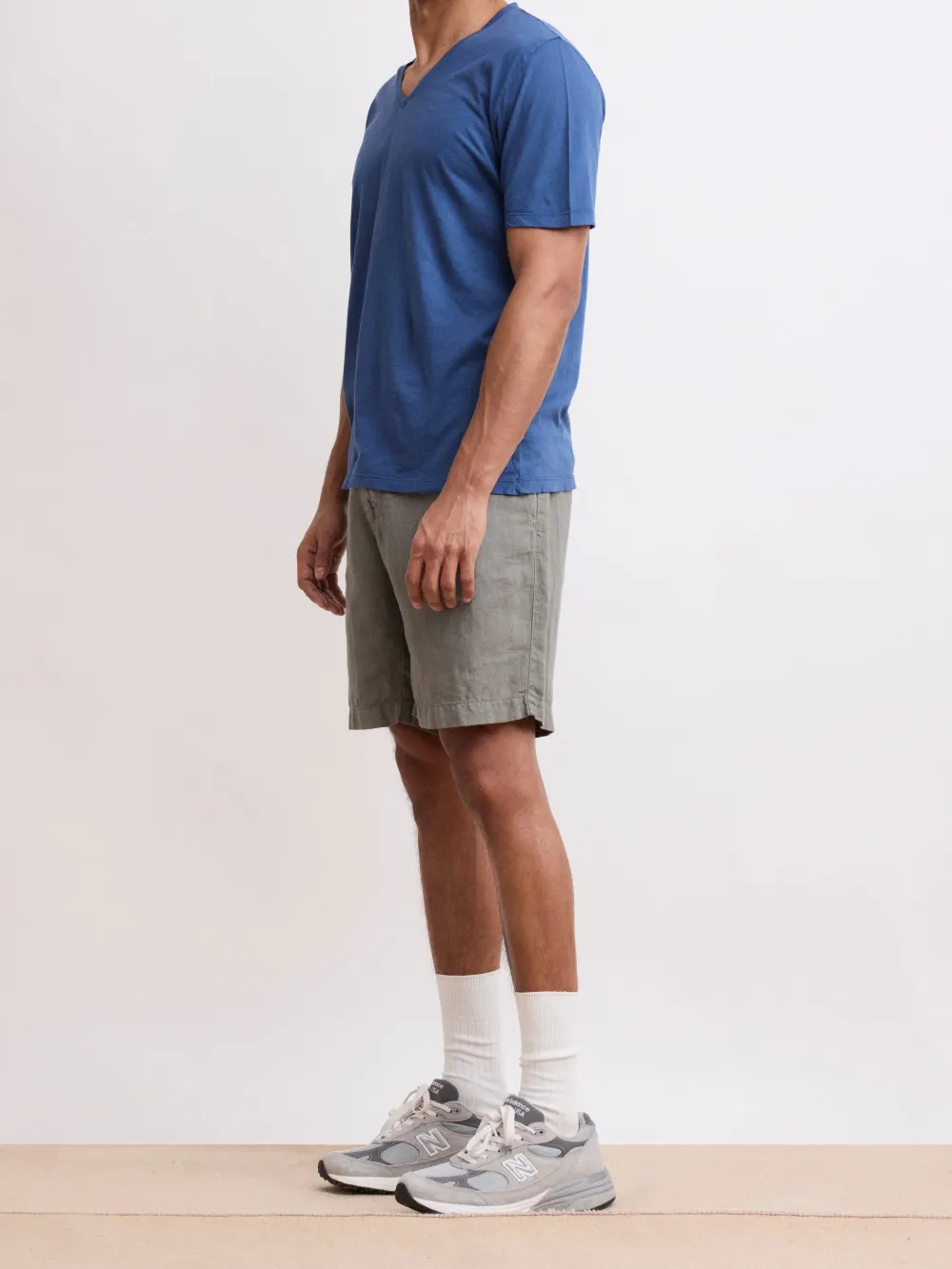 Men's Army Green Linen Shorts