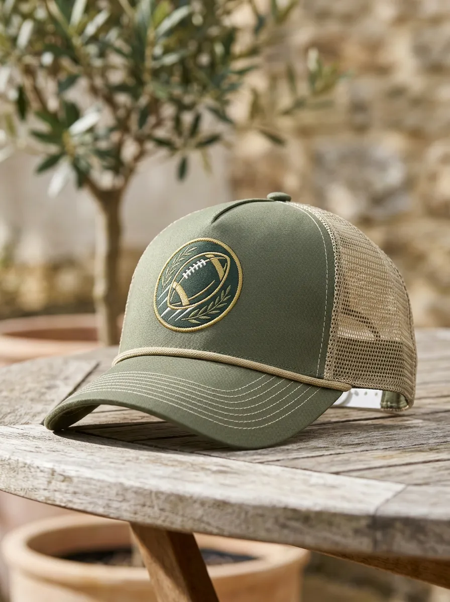 Unisex American Football Lover Wreath Logo Printed Trucker Hat