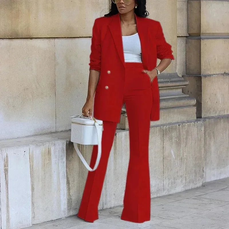Polished Formal Suit Set with Tailored Long Blazer