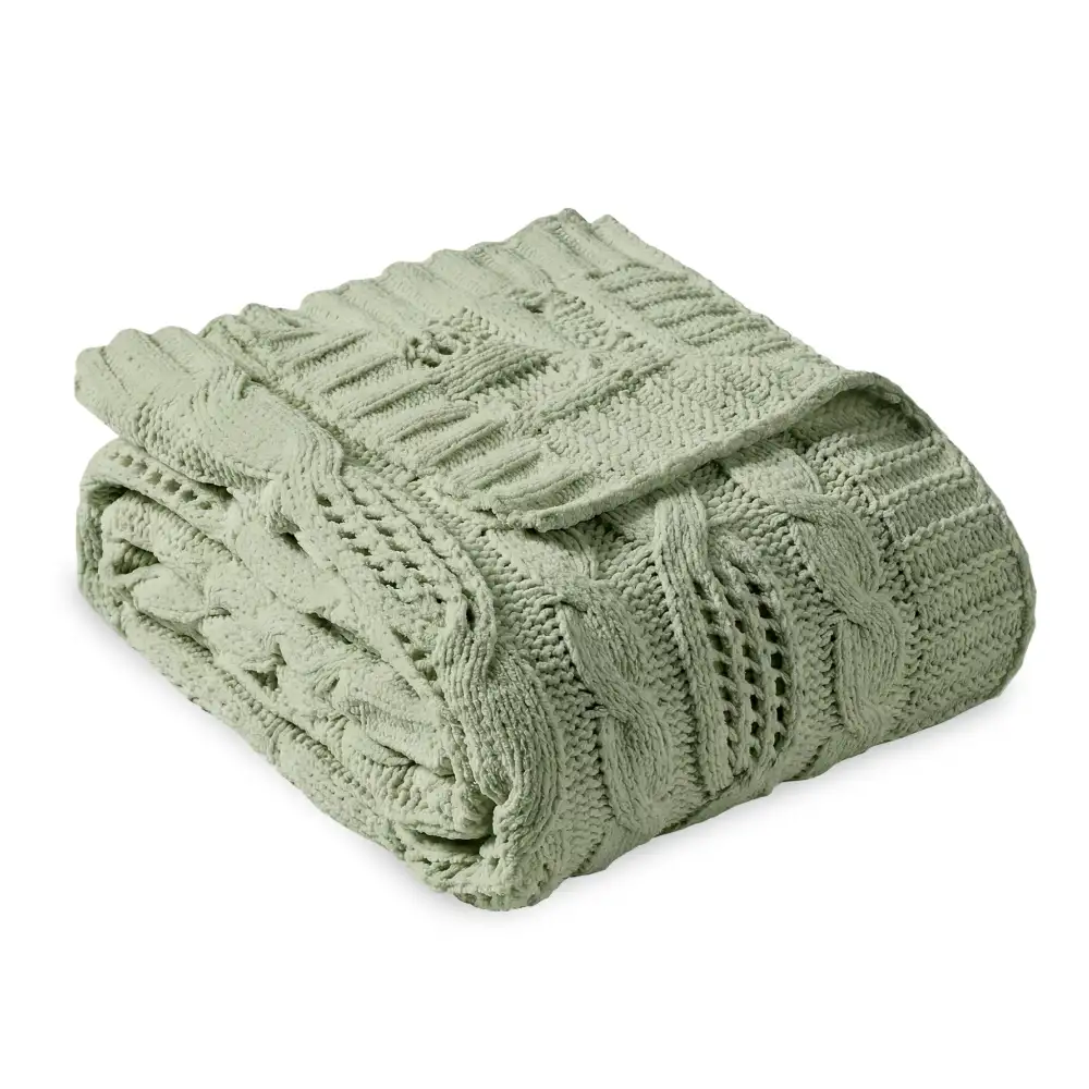 Chenille Cable-Knit Throw Blanket