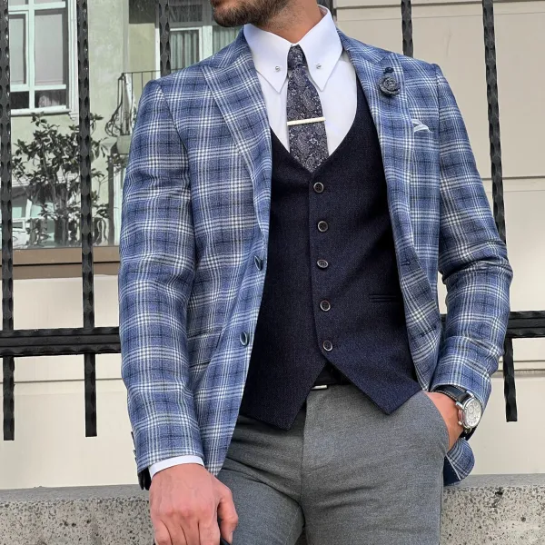Slim Fit High Quality Mono Collar Knitted Light Blazer