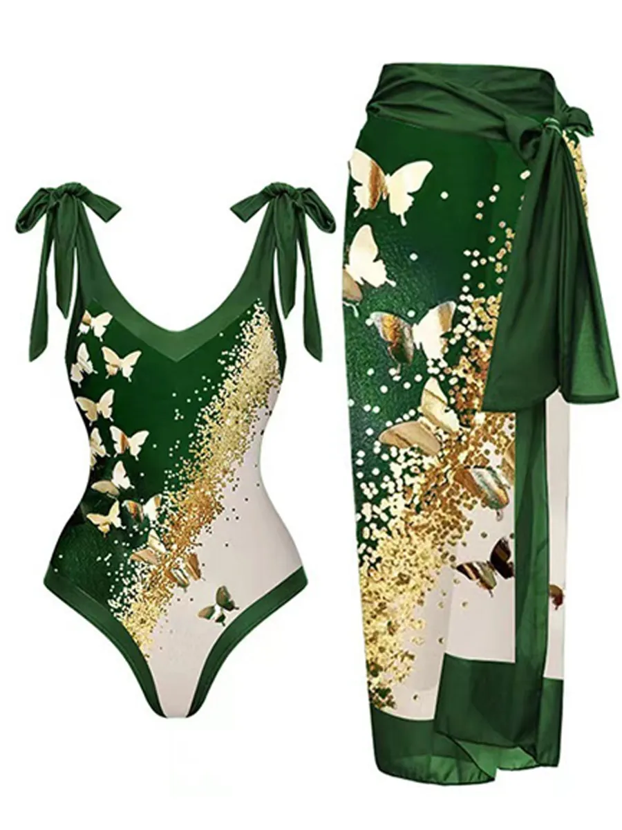 Natalie Chiffon Printed Swimsuit Set