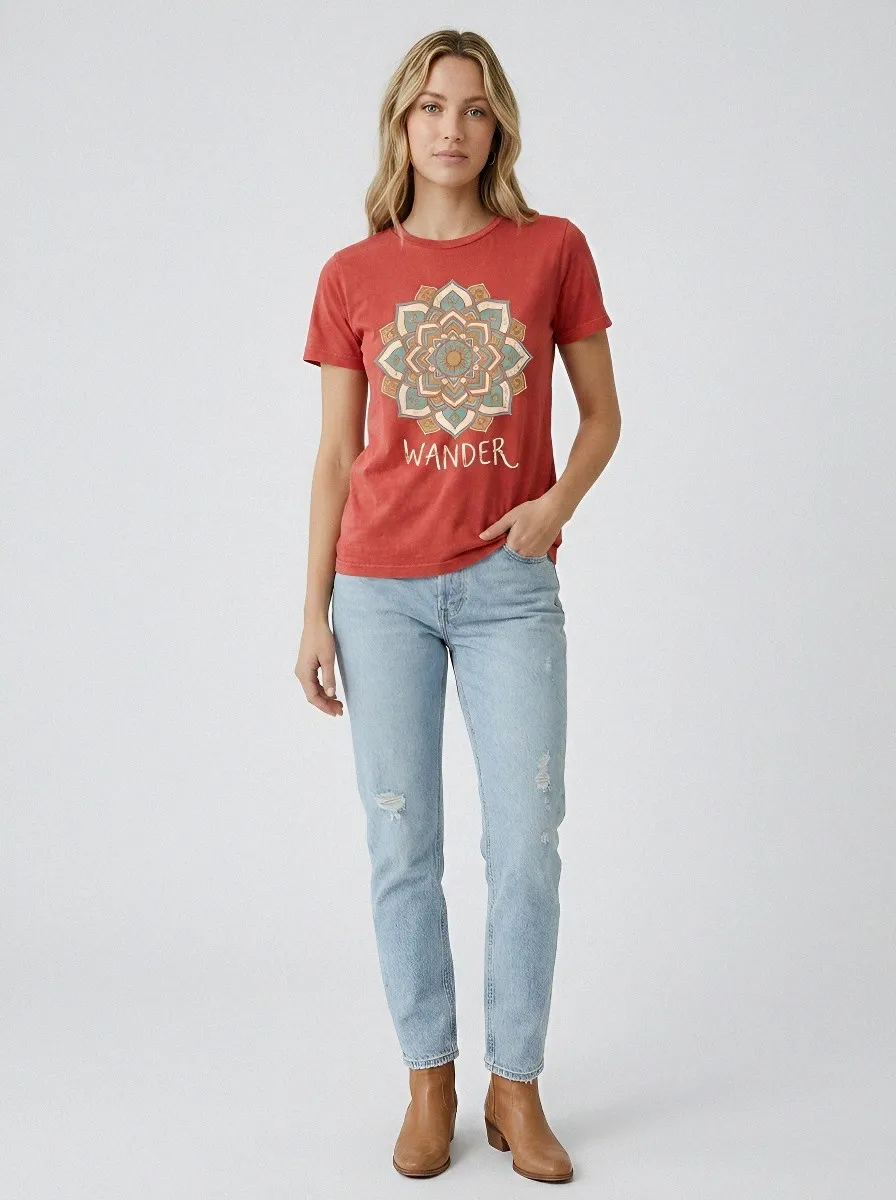 Women's Wander Boho Mandala Printed T-shirt
