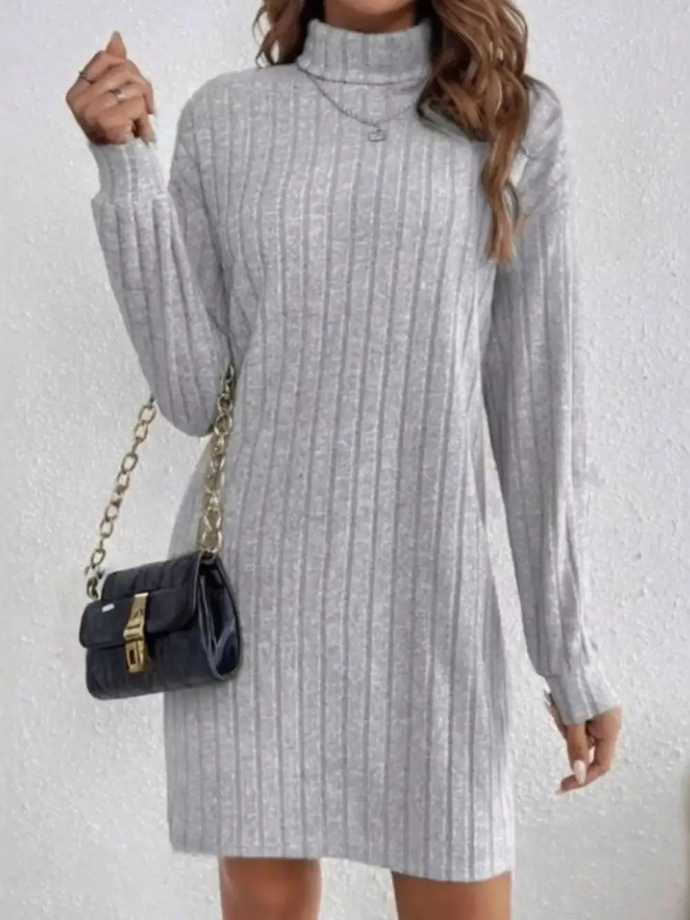 Ribbed Long Sleeve Mini Dress