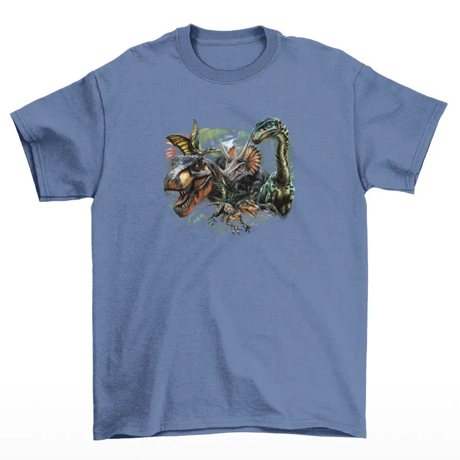 Dinosaur Jungle Graphic Cotton T-Shirt