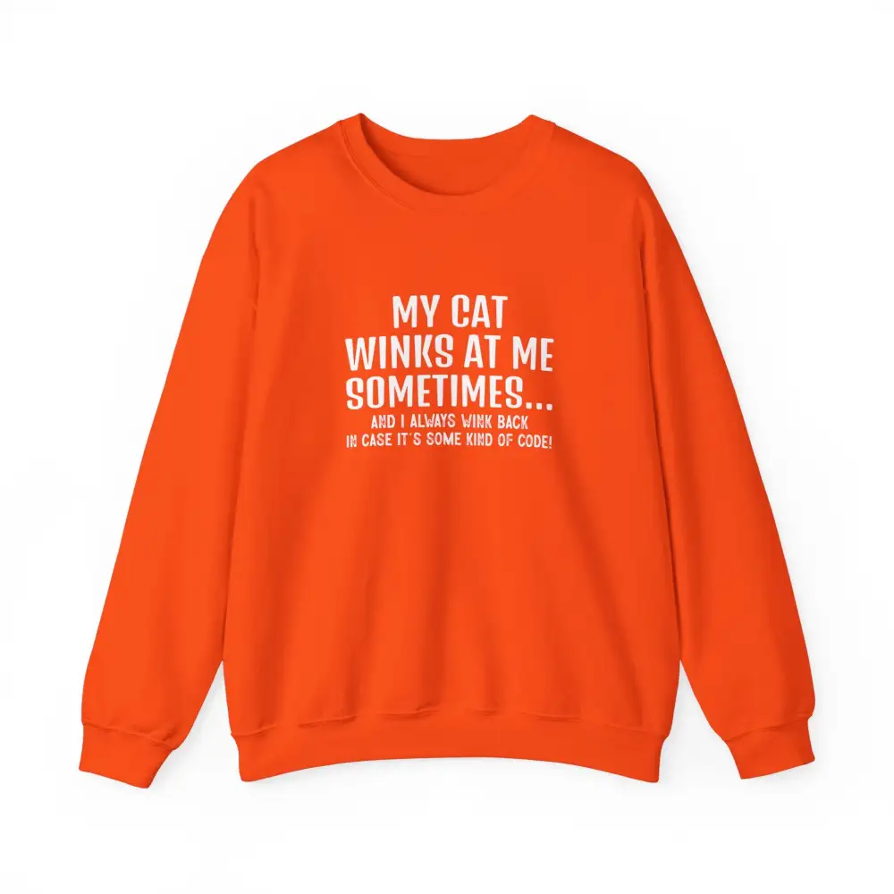 Winking Cat Graphic Crewneck Sweatshirt