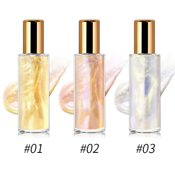 Makeup Vegan 3 colors Body Shimmer Oil Long Lasting Highlight Golden Glow Glitter Cosmetic Shimmer Spray