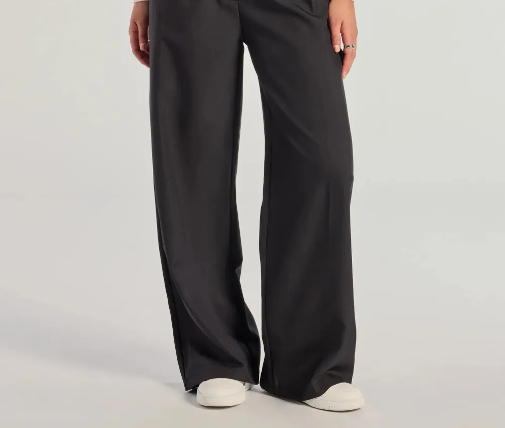 Black Knit High-Rise Wide-Leg Pants