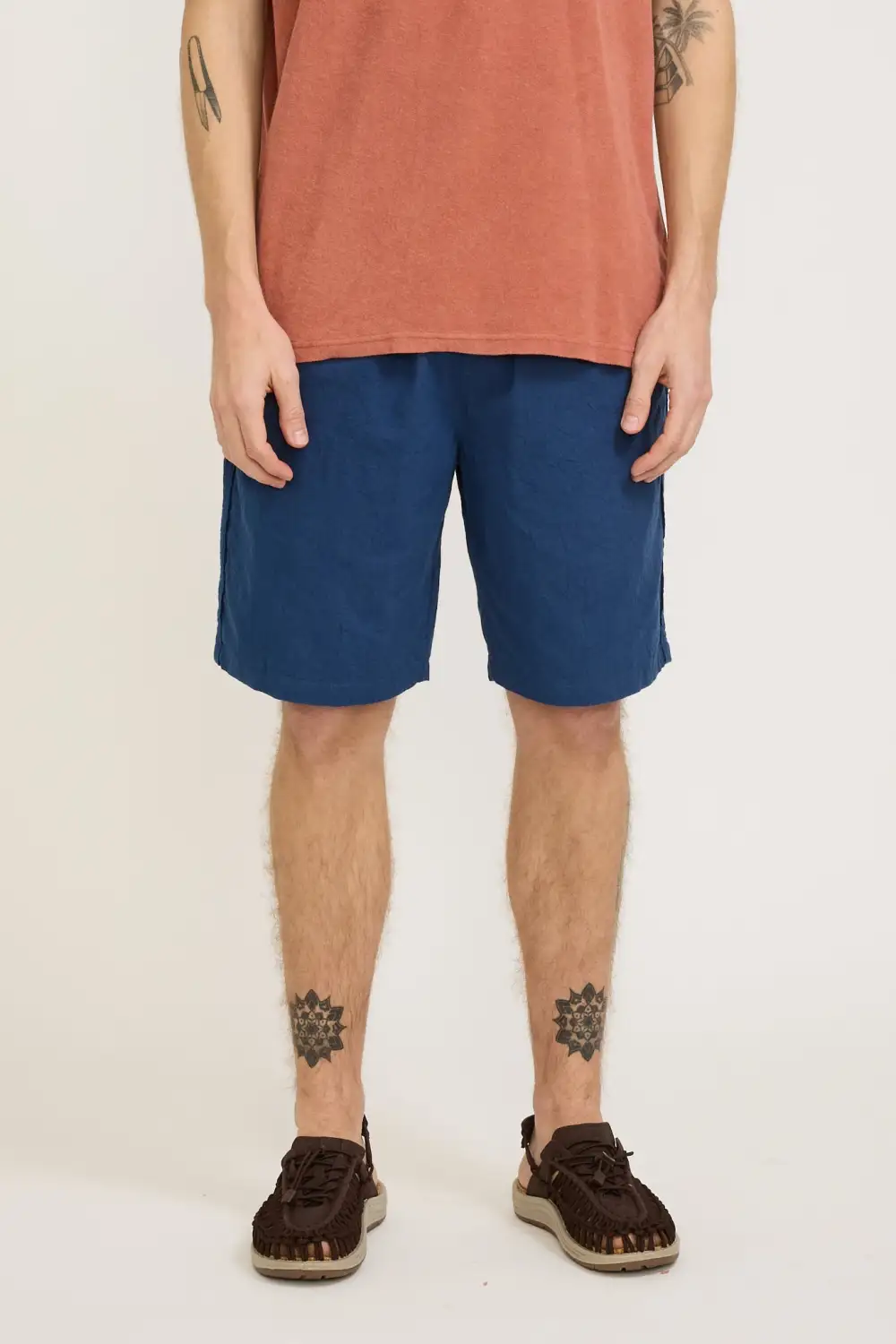 Coral Top Matching Blue Short Pants