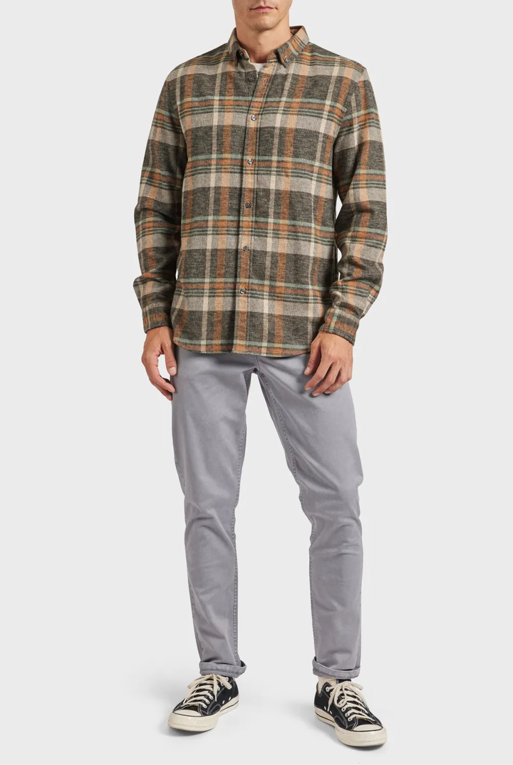 Relaxed Fit Plaid Flannel Button Up Shirt