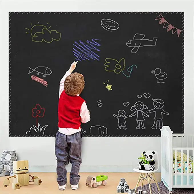 Blackboard Wallpaper Self-Adhesive Removable Chalkboard Wall Sticker Erasable Graffiti Decorative Wallboard