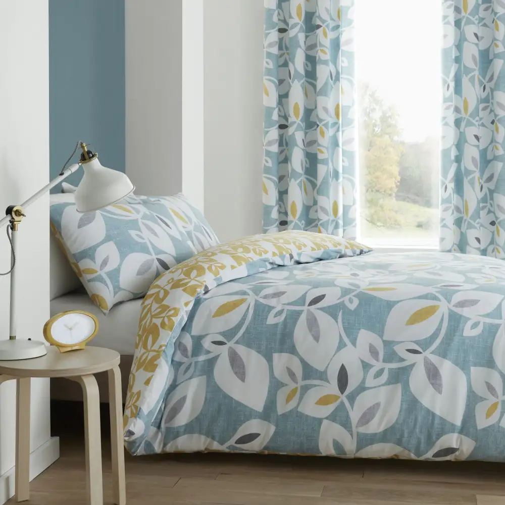 Calm Bedroom Reversible Leaf Cotton Duvet Cover Set