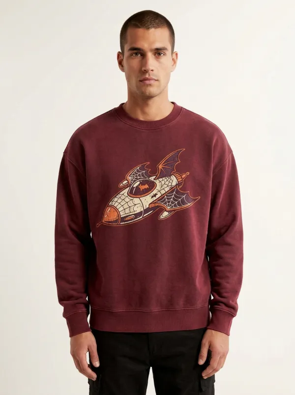 Men's Halloween Space Bat Rocket Sweatshirt