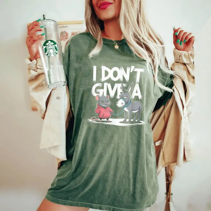 I Dont Give A Rats Donkey Mouse Rat Meme Merch Women's Oversized Comfort T-Shirt