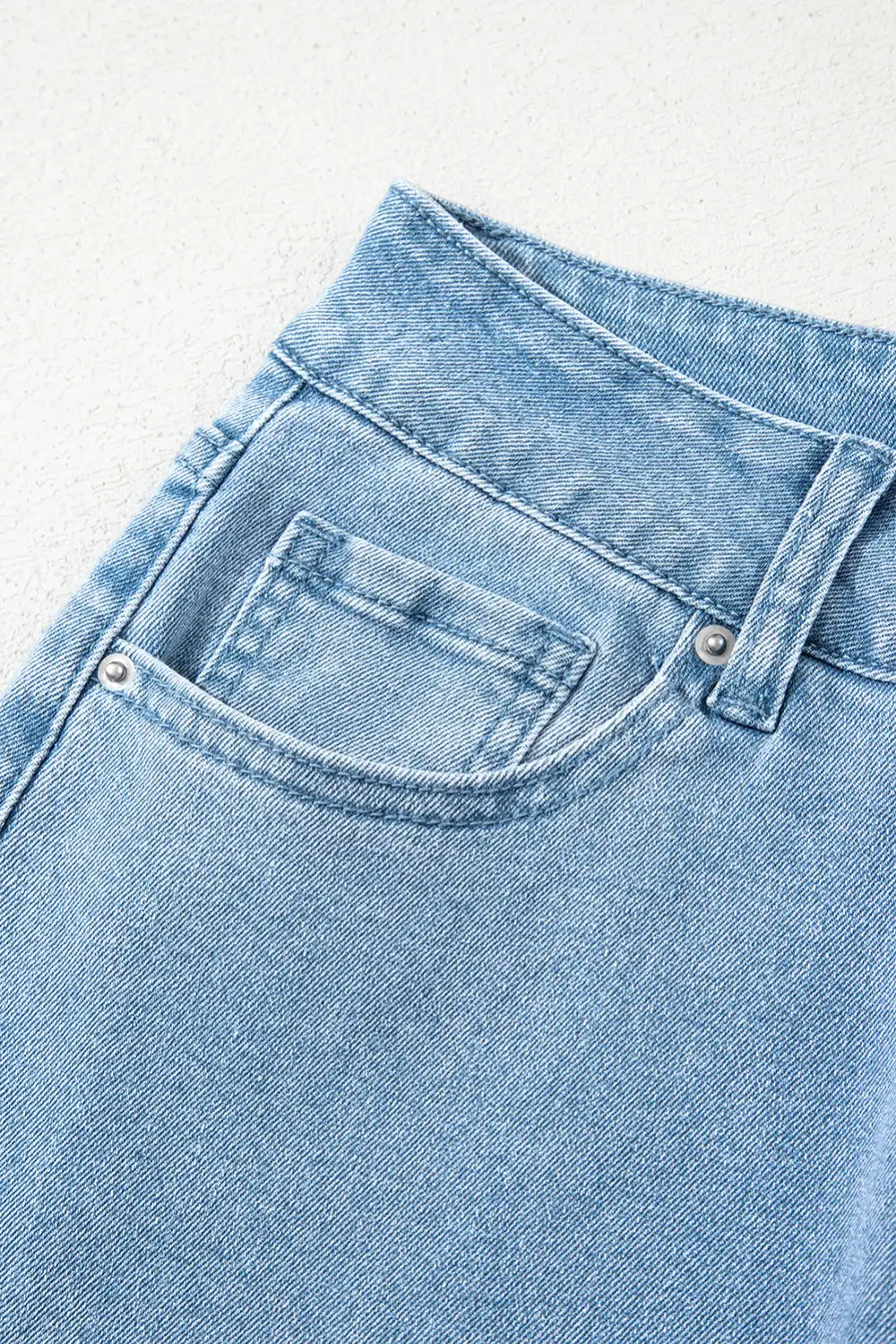 Classic High Waist Wide Leg Washed Denim Jeans