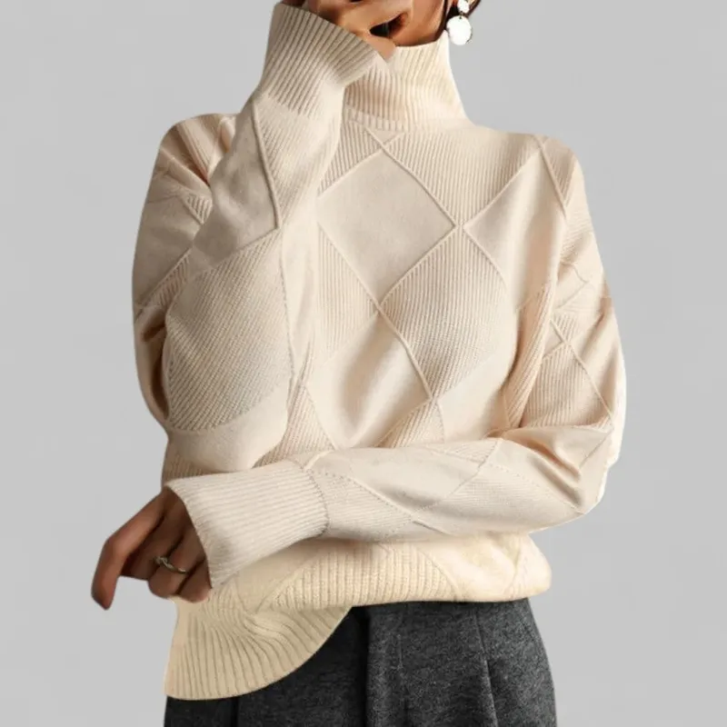 Winter Oversized Patterned Turtleneck Sweater