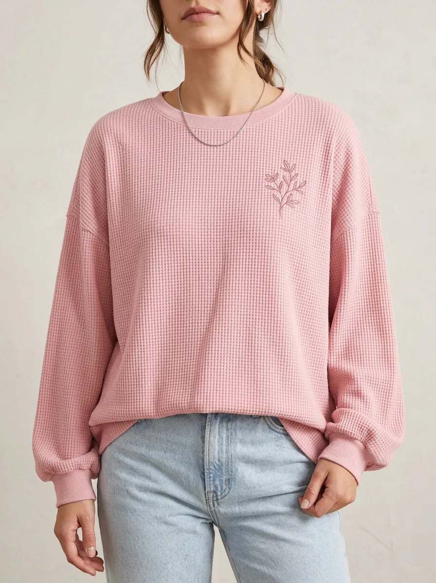 Women's Minimalist Botanical  Knit Sweatshirt