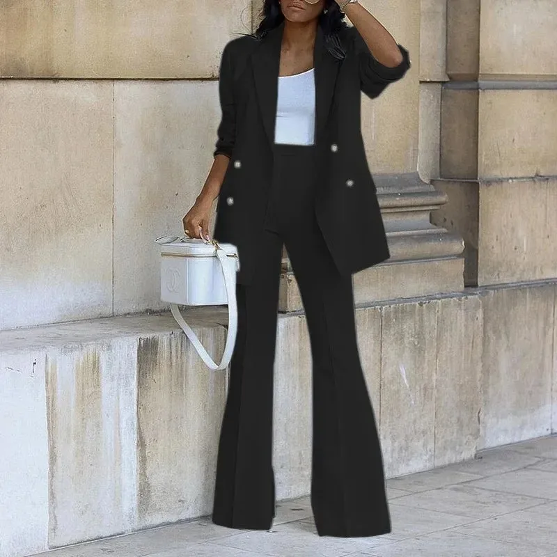 Polished Formal Suit Set with Tailored Long Blazer