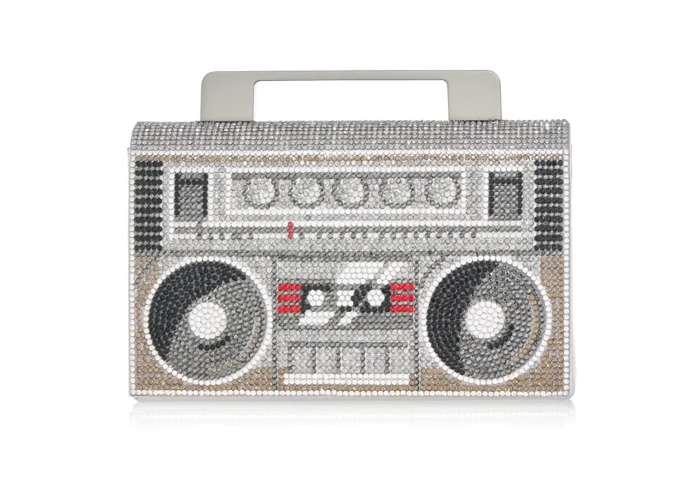 Refined Boom Box Embellished Clutch