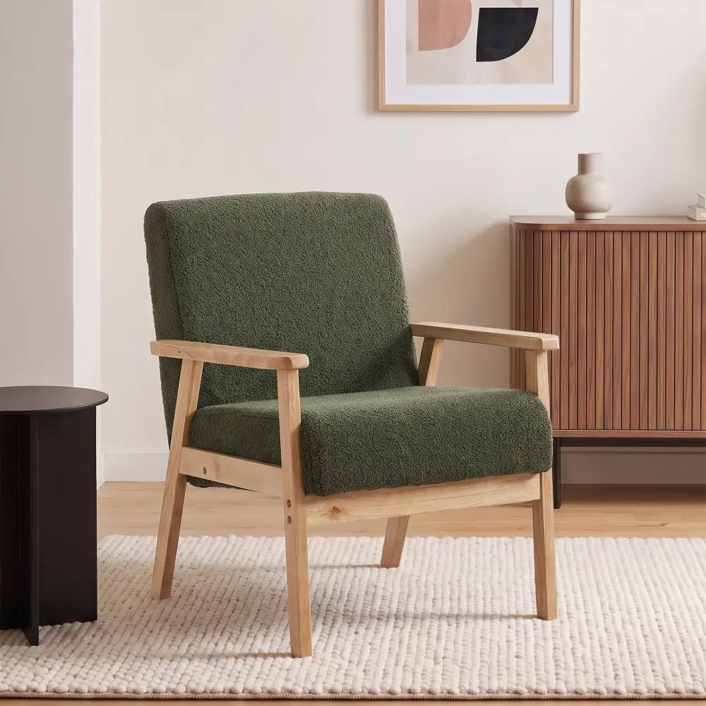 Supportive Padded Boucle Armchair