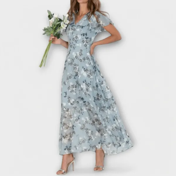 Floral Chiffon Flowing Maxi Dress